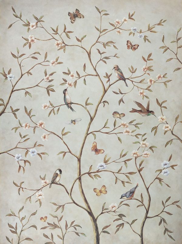 PRINTEMPS I - GALLERY WRAP CANVAS-Lovely Chinoiserie panels with birds and butterflies.