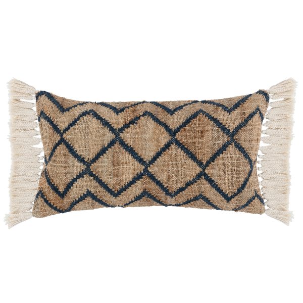 JUTE COTTON LINEN CUSHION - AZUL