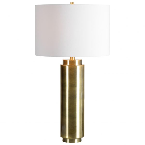 BRASS CYLINDER TABLE LAMP