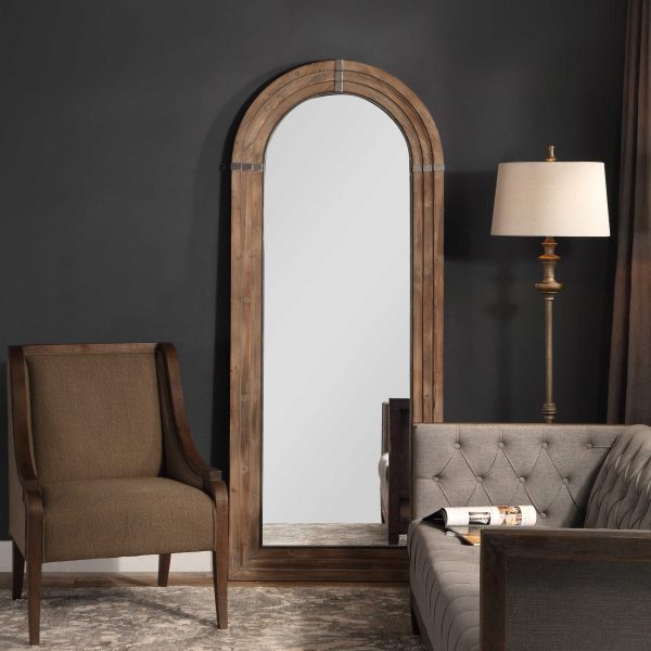 WOOD & IRON ARCHED MIRROR - Image 4