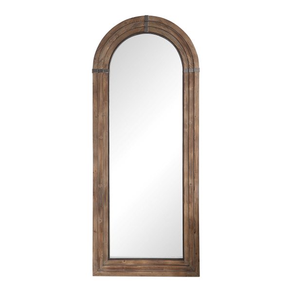 WOOD & IRON ARCHED MIRROR