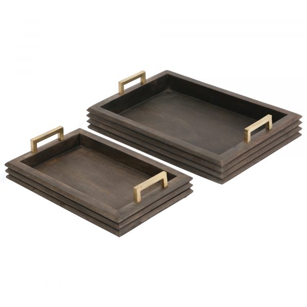 MANGO WOOD TRAYS S/2