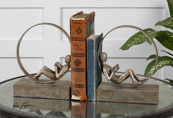 ANTIQUE SILVER BOOKENDS