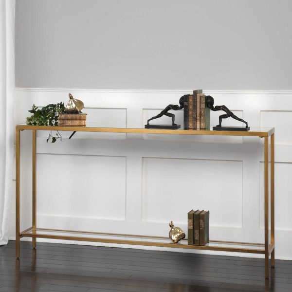 PARIS - ANTIQUED GOLD LEAF CONSOLE TABLE - Image 8