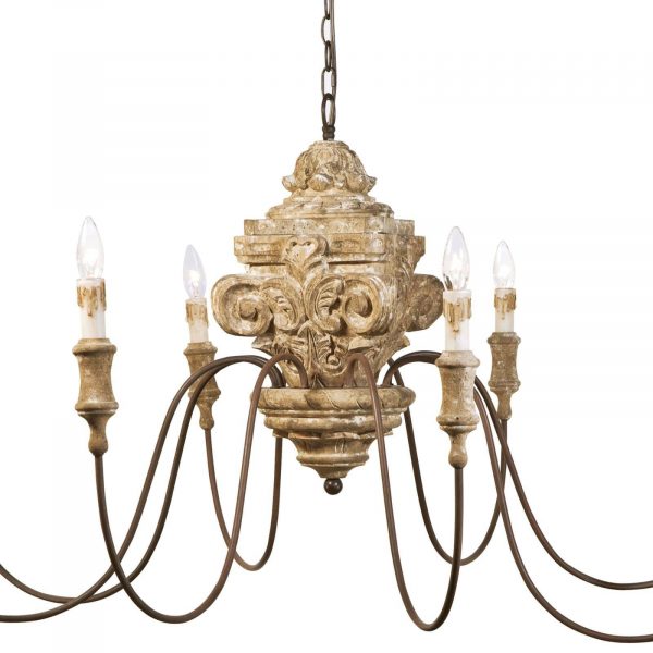 UMA WOOD CARVED CHANDELIER - Image 2